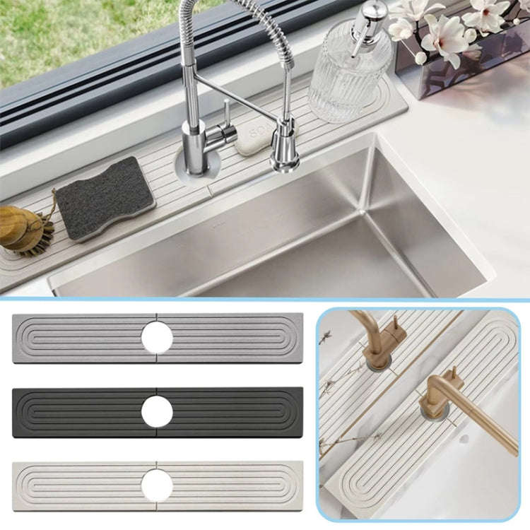 Diatomite Absorbent Mat Fast Drying Stone Kitchen Bathroom Faucet Sink Drainage Mat, Size: 40x10c...