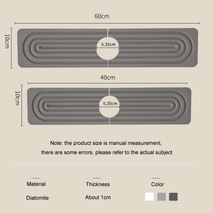Diatomite Absorbent Mat Fast Drying Stone Kitchen Bathroom Faucet Sink Drainage Mat, Size: 40x10c...