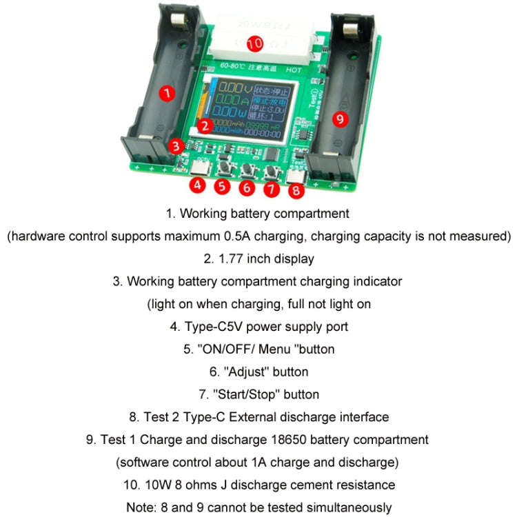 18650 Lithium Battery Capacity Automatic Charge Discharge Internal Resistance Tester(XHD0034)