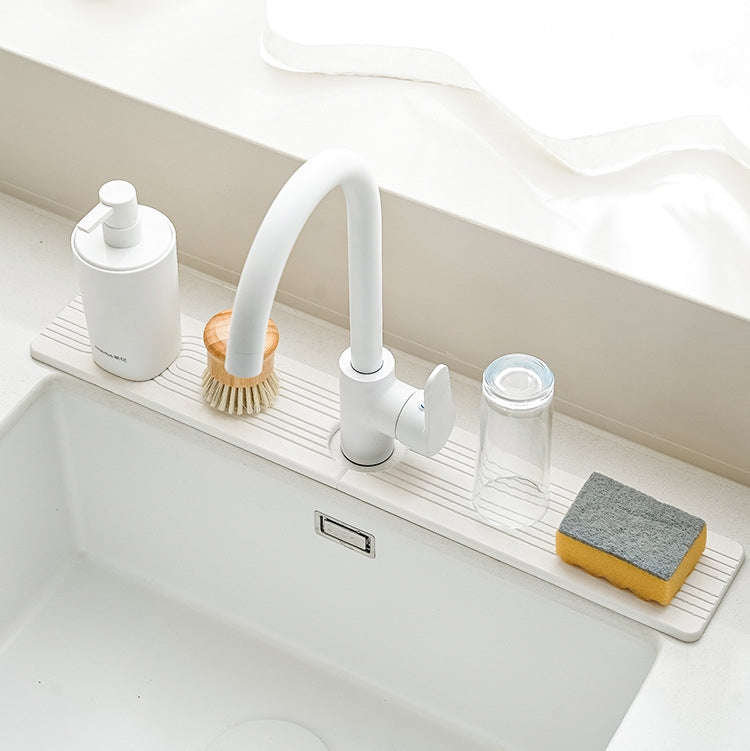 Faucet Sink Drying Mat Diatomaceous Earth Stone Splashproof Absorbent Sink Drainage Mat, Color: K...