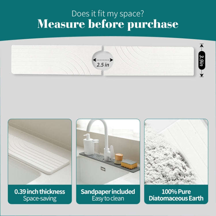 Faucet Sink Drying Mat Diatomaceous Earth Stone Splashproof Absorbent Sink Drainage Mat, Color: K...