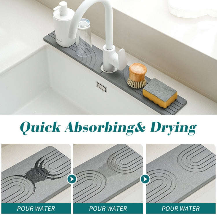 Faucet Sink Drying Mat Diatomaceous Earth Stone Splashproof Absorbent Sink Drainage Mat, Color: K...