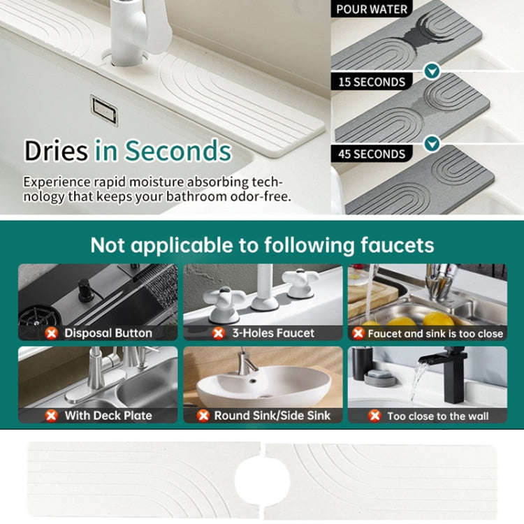 Faucet Sink Drying Mat Diatomaceous Earth Stone Splashproof Absorbent Sink Drainage Mat, Color: K...