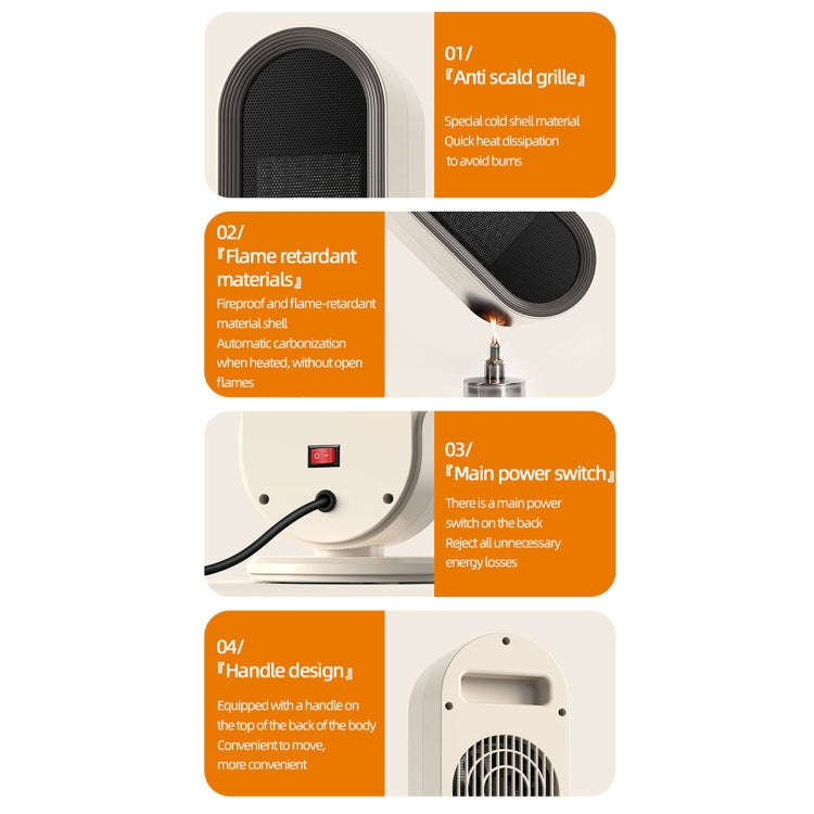 E68 1200W PTC Ceramic Heating Desktop Heater Smart Electric Heater, Plug: EU Plug(Standard Model)