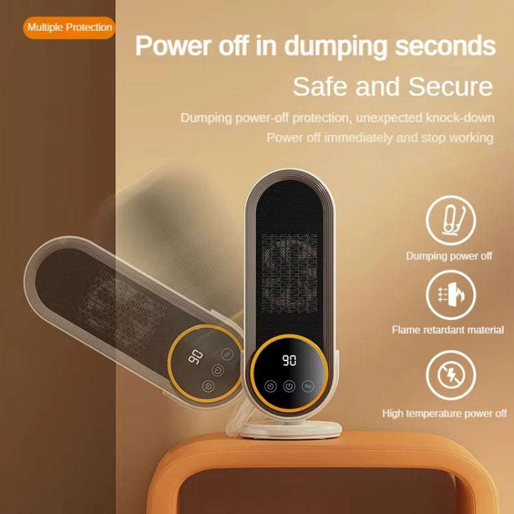 E68S 1200W PTC Ceramic Heating Desktop Smart Electric Heater, Plug: EU Plug(Remote Control Model)
