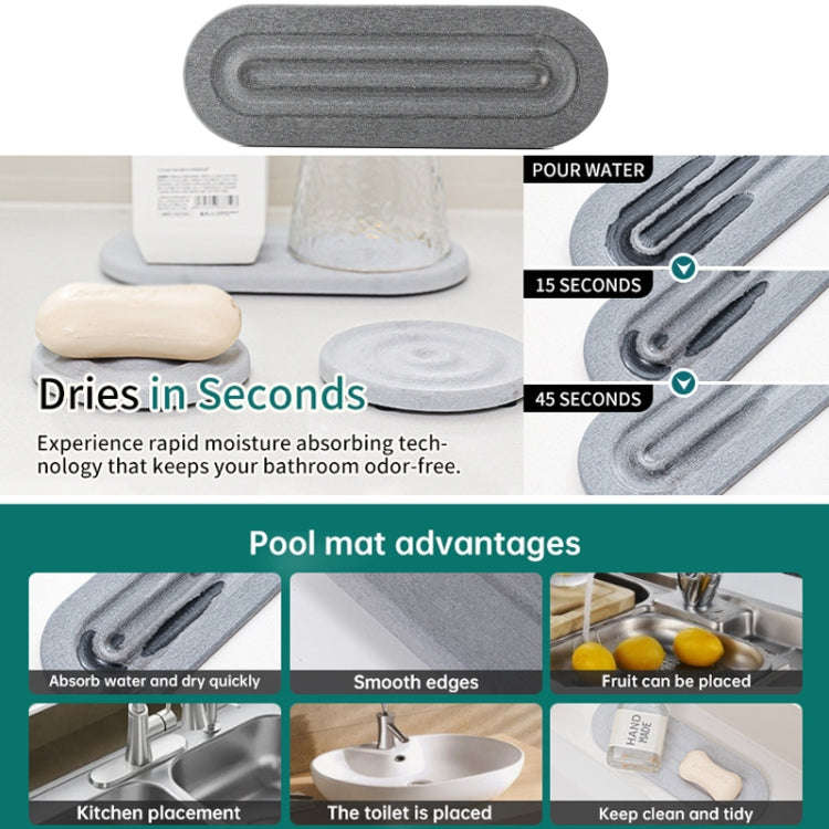3pcs /Set Bathroom Countertop Absorbent Mat Kitchen Diatomite Drying Mat Faucet Sink Quick Drying...