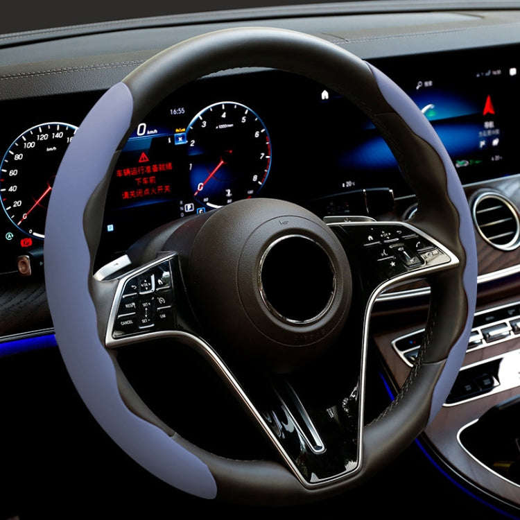 38cm Liquid Silicone Sweat-Absorbing Anti-Skid Car Steering Wheel Cover(Lavender Gray)