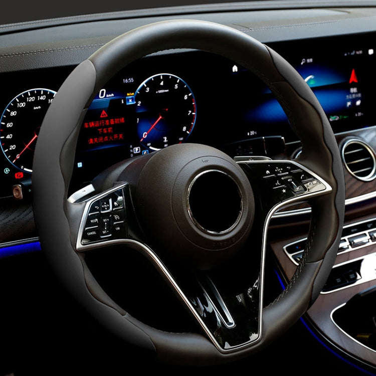38cm Liquid Silicone Sweat-Absorbing Anti-Skid Car Steering Wheel Cover(Black)