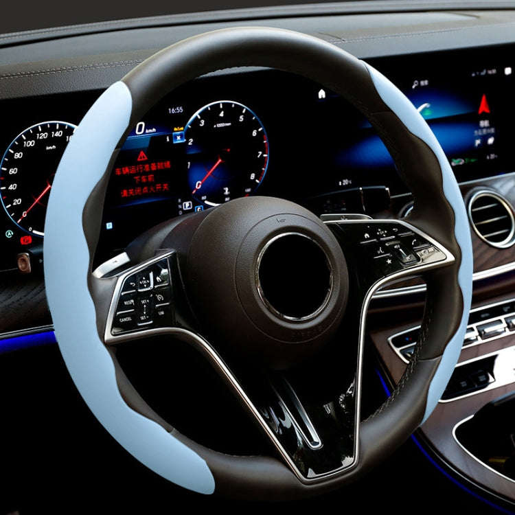 38cm Liquid Silicone Sweat-Absorbing Anti-Skid Car Steering Wheel Cover(Blue)