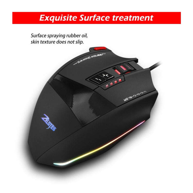 ZELOTES C13 13-keys RGB Lighting Effect Programming Macro Custom Gaming Wired Mouse(Black)