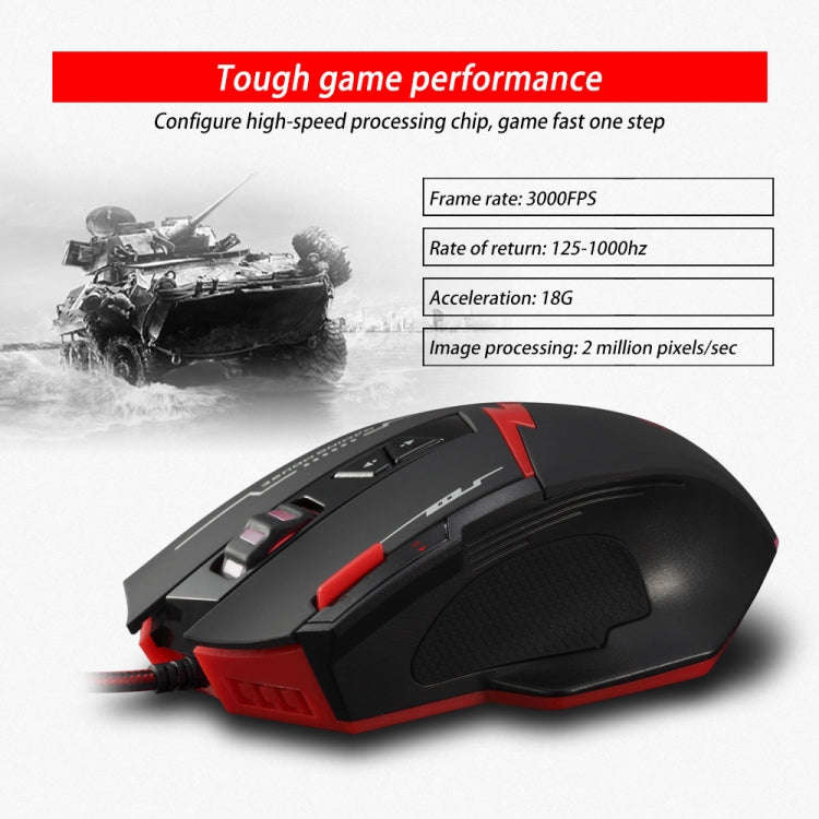 ZELOTES C8 8-buttons Ergonomic Game Programming Custom Wired Mouse(Black)