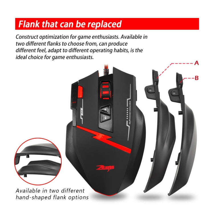 ZELOTES C8 8-buttons Ergonomic Game Programming Custom Wired Mouse(Black)