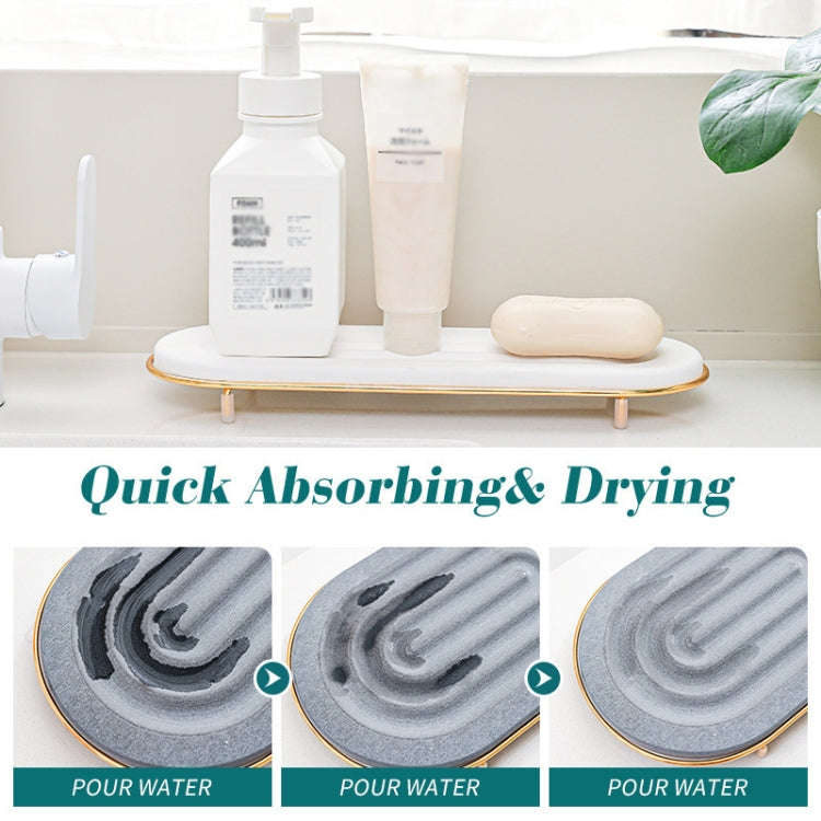 Diatomaceous Earth Countertop Water Absorbing Drying Mat Shelf Bathroom Sink Drainage Mat, Size: ...