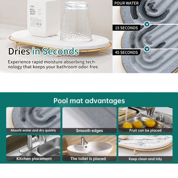 Diatomaceous Earth Countertop Water Absorbing Drying Mat Shelf Bathroom Sink Drainage Mat, Size: ...