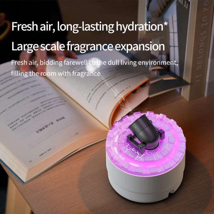 Turret Shape Aromatherapy Humidifier With 3-speed Timer 7-color Atmosphere Light US Plug White