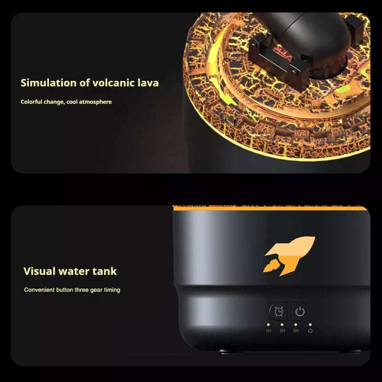 Turret Shape Aromatherapy Humidifier With 3-speed Timer 7-color Atmosphere Light USB Plug Black