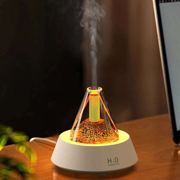 80ml Volcanic Lava Aromatherapy Humidifier With Colorful Lights USB Plug Power(White)