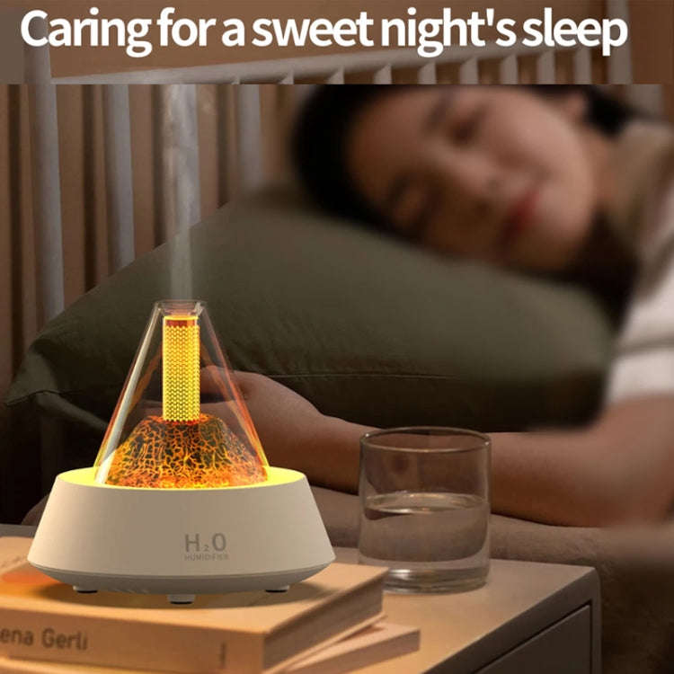 80ml Volcanic Lava Aromatherapy Humidifier With Colorful Lights USB Plug Power(White)