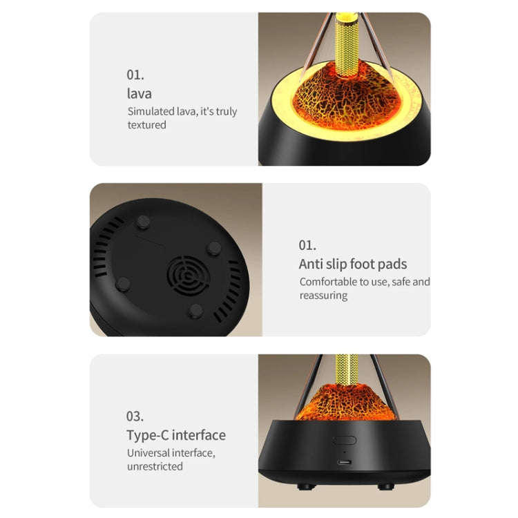 80ml Volcanic Lava Aromatherapy Humidifier With Colorful Lights USB Plug Power(White)