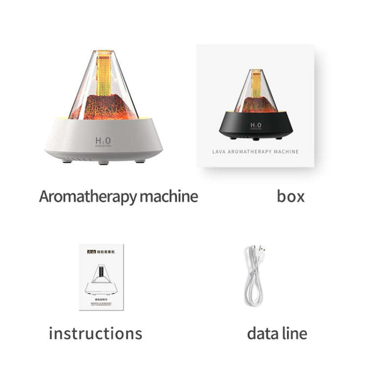 80ml Volcanic Lava Aromatherapy Humidifier With Colorful Lights USB Plug Power(White)
