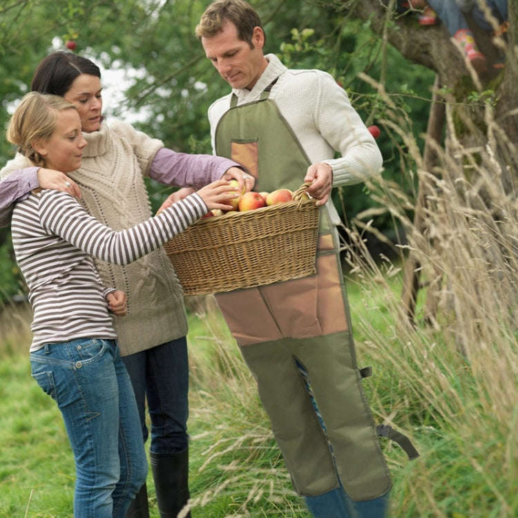 Gardening Pruning Multi-Pocket Oxford Cloth Color-blocking Extended Leg Apron(Green + Khaki)