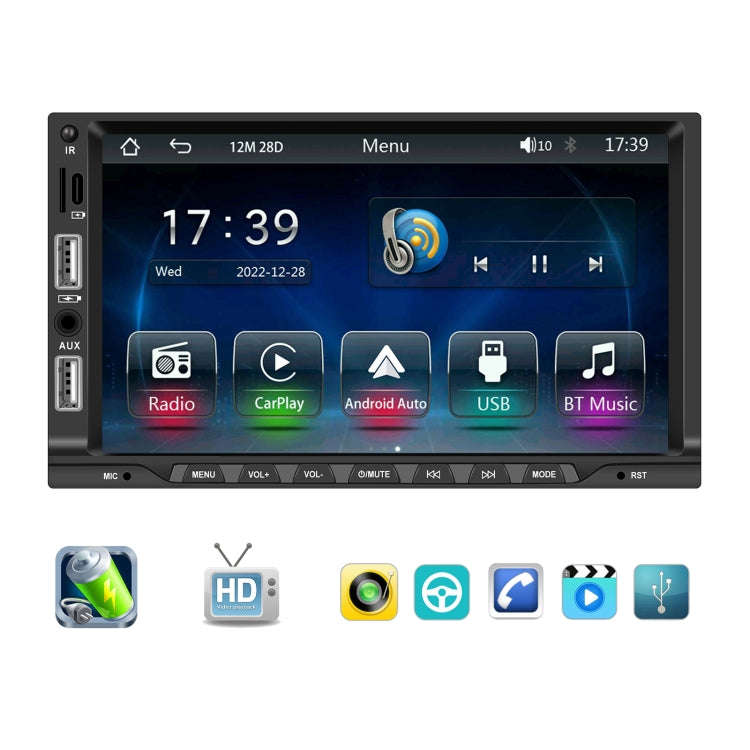 7-inch Double Din Car MP5 Player Support CarPlay/Android Auto/Mirror Link/Bluetooth Standard Edition
