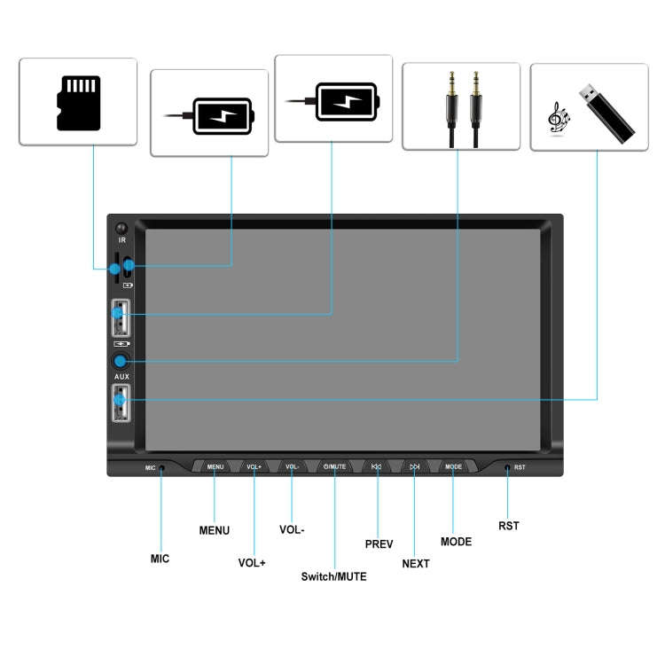 7-inch Double Din Car MP5 Player Support CarPlay/Android Auto/Mirror Link/Bluetooth With AHD Camera