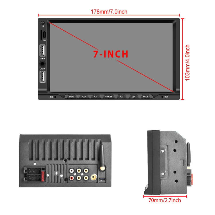 7-inch Double Din Car MP5 Player Support CarPlay/Android Auto/Mirror Link/Bluetooth With AHD Camera