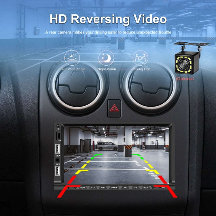 7-inch Double Din Car MP5 Player Support CarPlay/Android Auto/Mirror Link/Bluetooth With AHD Camera