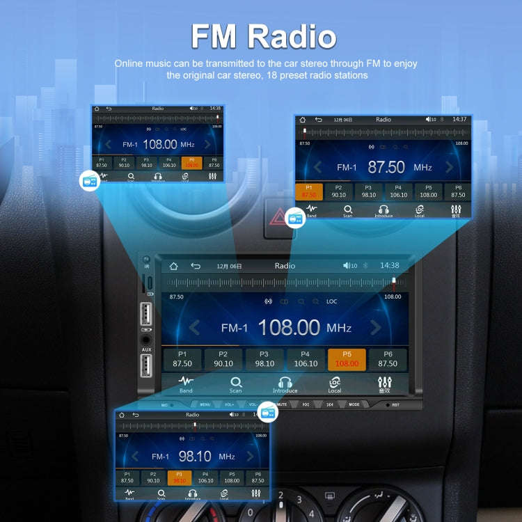 7-inch Double Din Car MP5 Player Support CarPlay/Android Auto/Mirror Link/Bluetooth With AHD Camera