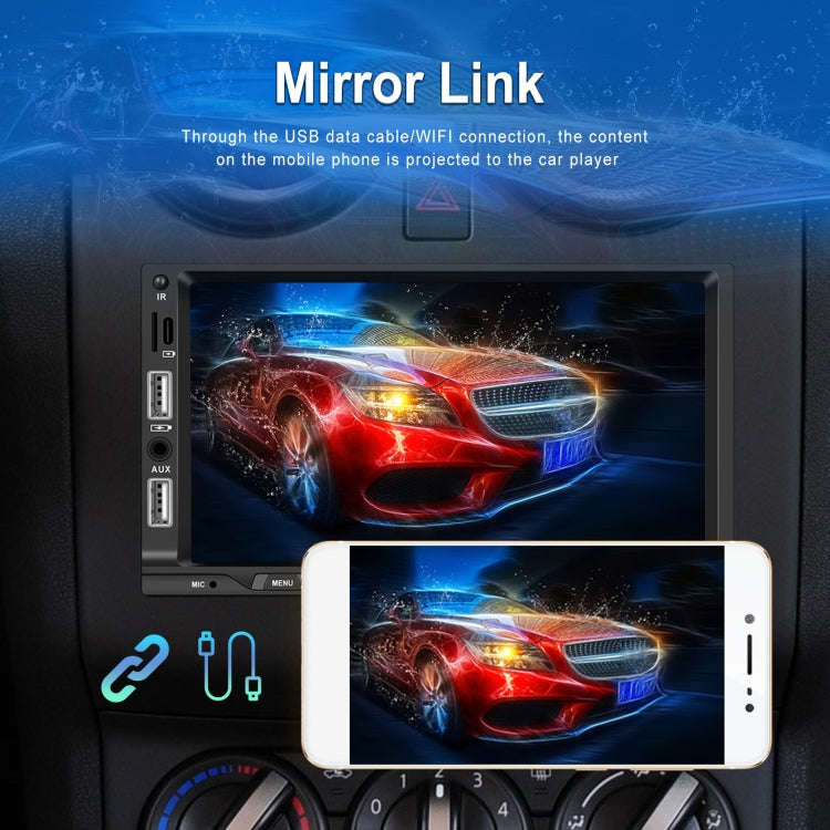 7-inch Double Din Car MP5 Player Support CarPlay/Android Auto/Mirror Link/Bluetooth With AHD Camera