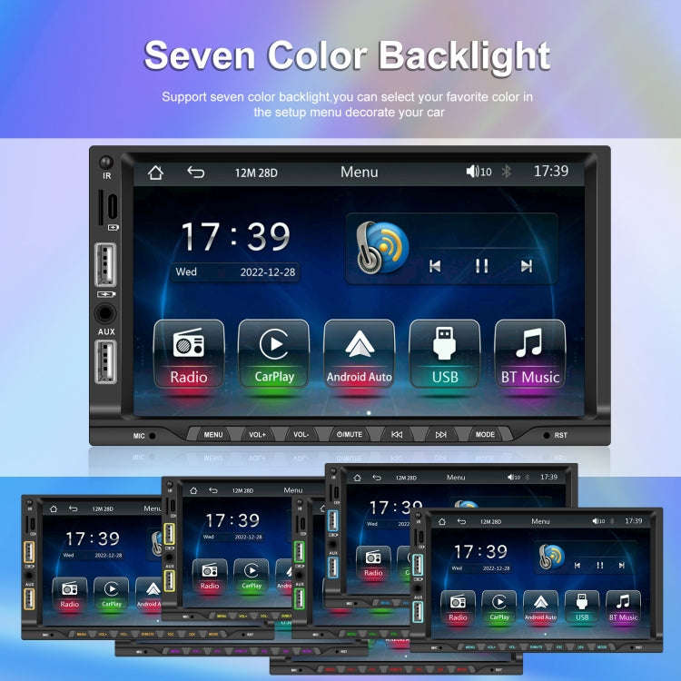 7-inch Double Din Car MP5 Player Support CarPlay/Android Auto/Mirror Link/Bluetooth With AHD Camera