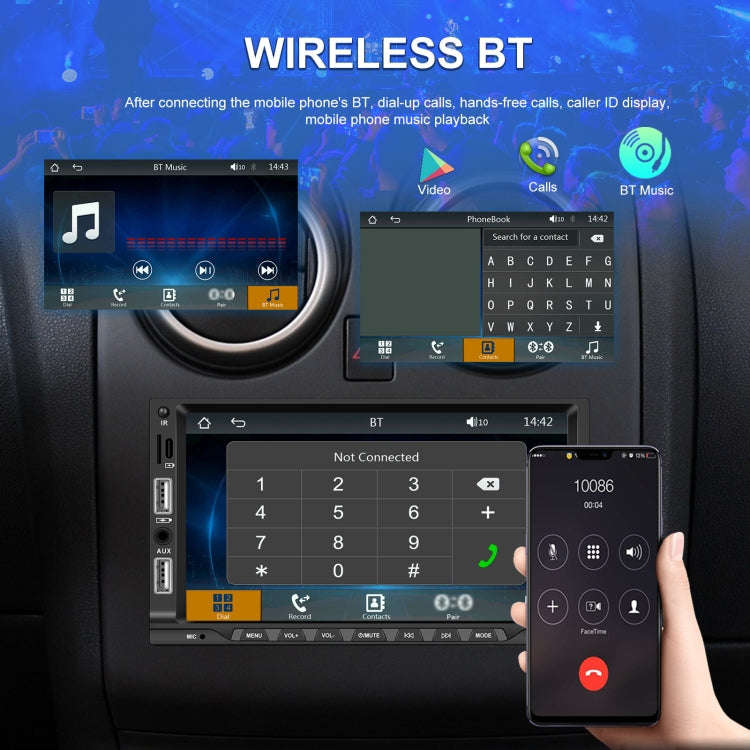 7-inch Double Din Car MP5 Player Support CarPlay/Android Auto/Mirror Link/Bluetooth With AHD Camera