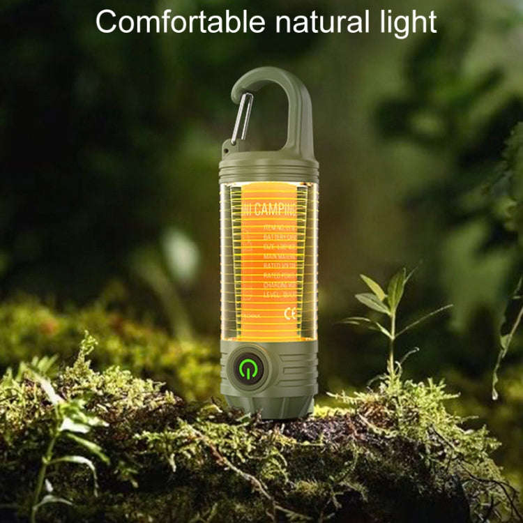Rechargeable Outdoor Portable LED Camping Light Multifunctional Flashlight(Khaki)