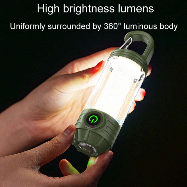 Rechargeable Outdoor Portable LED Camping Light Multifunctional Flashlight(Khaki)