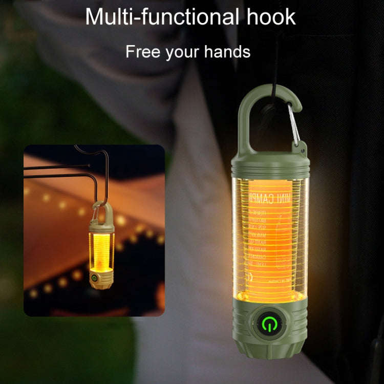 Rechargeable Outdoor Portable LED Camping Light Multifunctional Flashlight(Khaki)