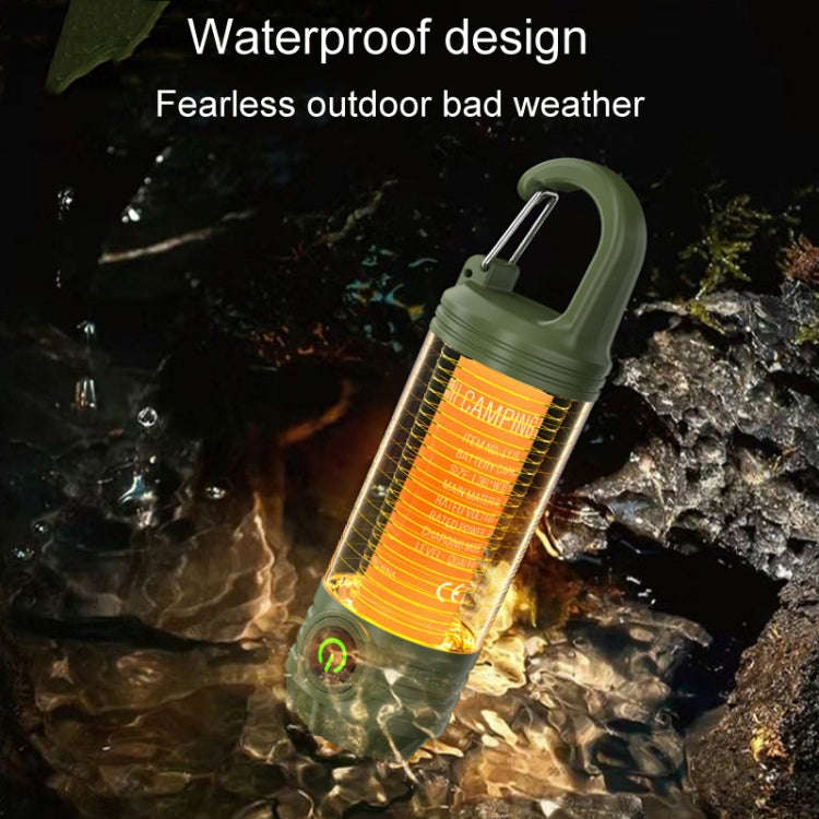 Rechargeable Outdoor Portable LED Camping Light Multifunctional Flashlight(Khaki)