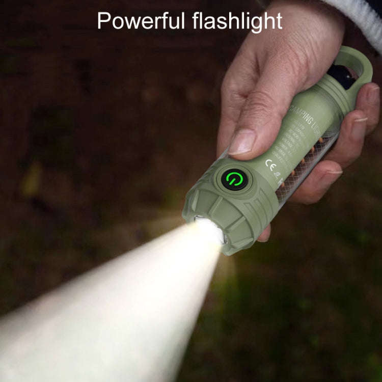 Rechargeable Outdoor Portable LED Camping Light Multifunctional Flashlight(Khaki)