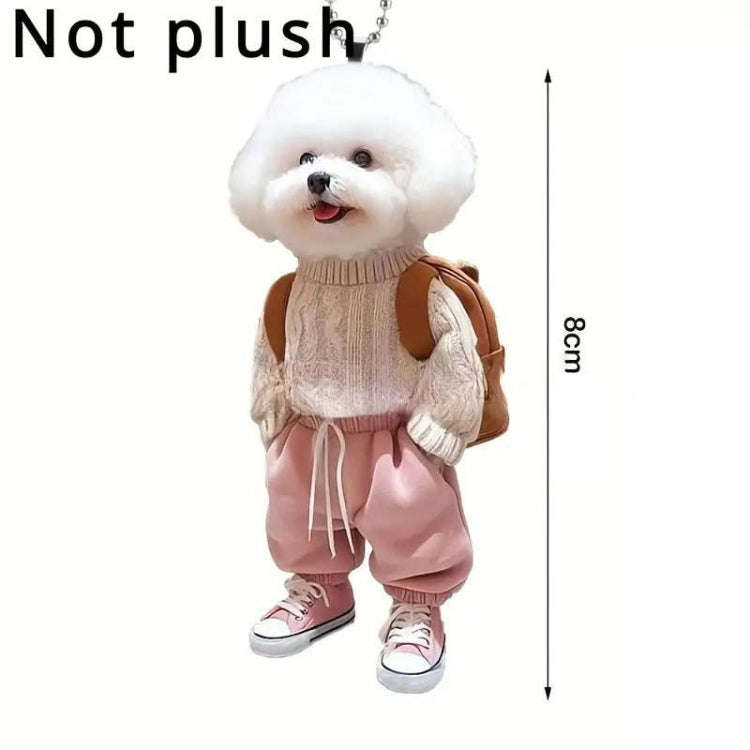 3pcs Puppy Man Backpack Charm Acrylic Car Pendant(White)