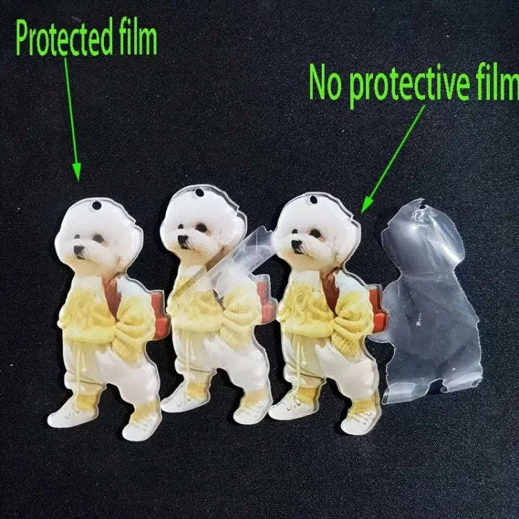 3pcs Puppy Man Backpack Charm Acrylic Car Pendant(White)