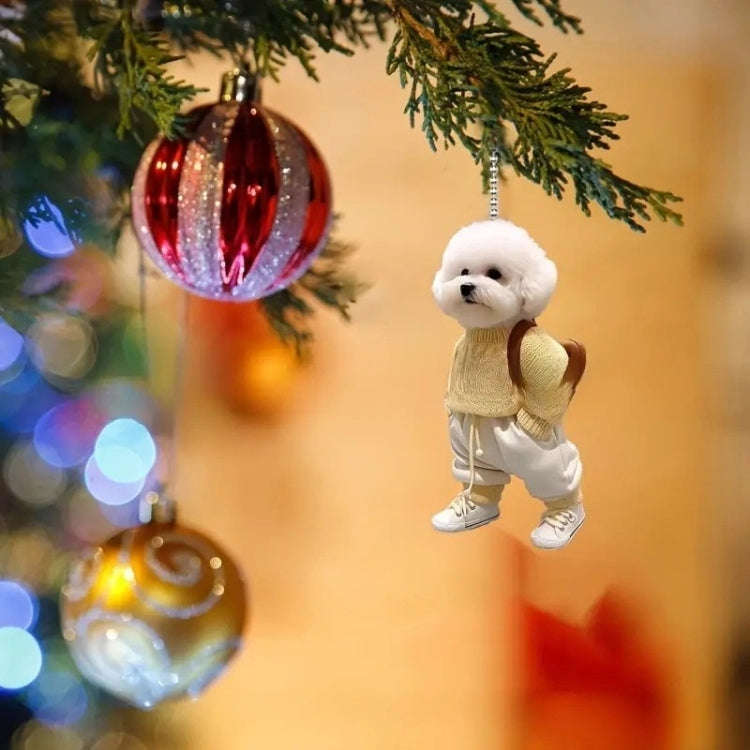 3pcs Puppy Man Backpack Charm Acrylic Car Pendant(White)
