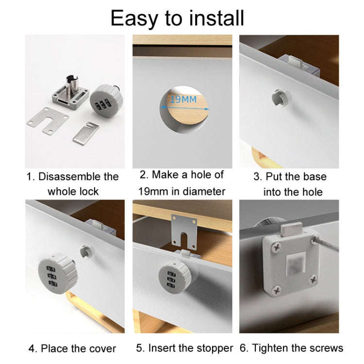 Home Cabinet Desk Drawer Combination Lock Lockers File Security Latches, Style: Gray Rounded