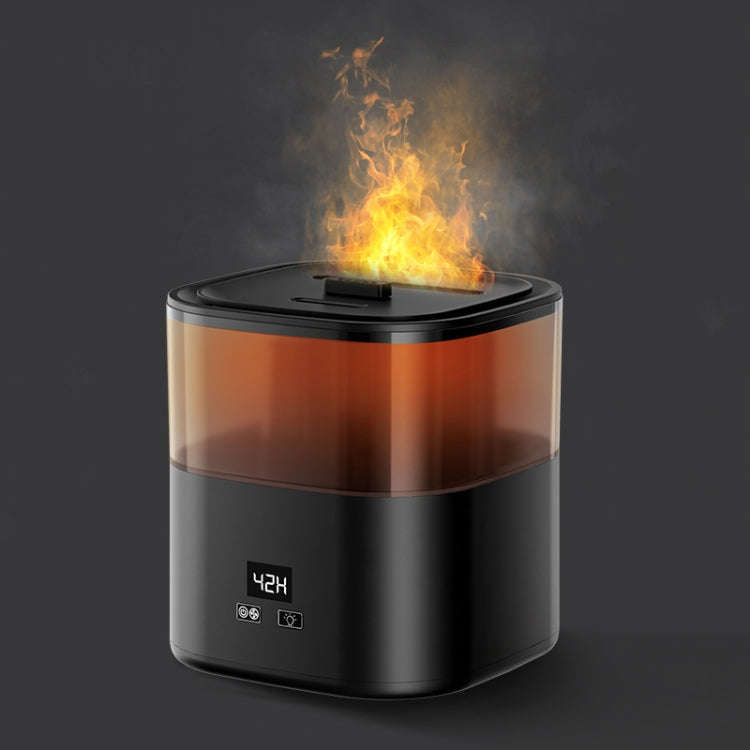 JSQ-58 1.1L large Capacity Digital Display Flame Atomization Humidifier, Color: Matt Black(EU Plug)