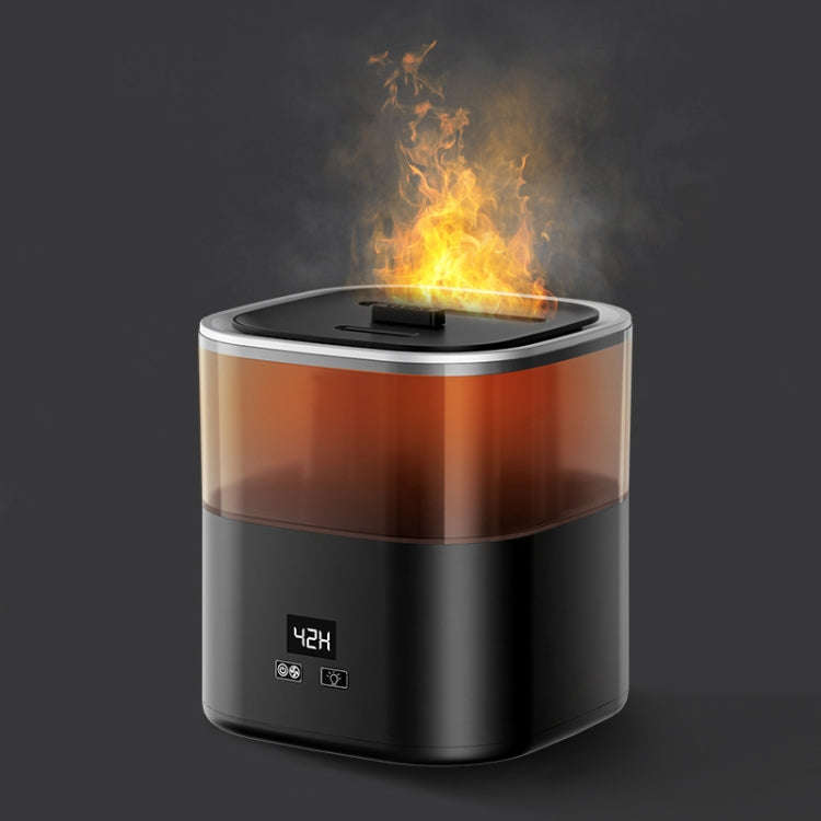 JSQ-58 1.1L large Capacity Digital Display Flame Atomization Humidifier, Color: Black Silver(EU P...
