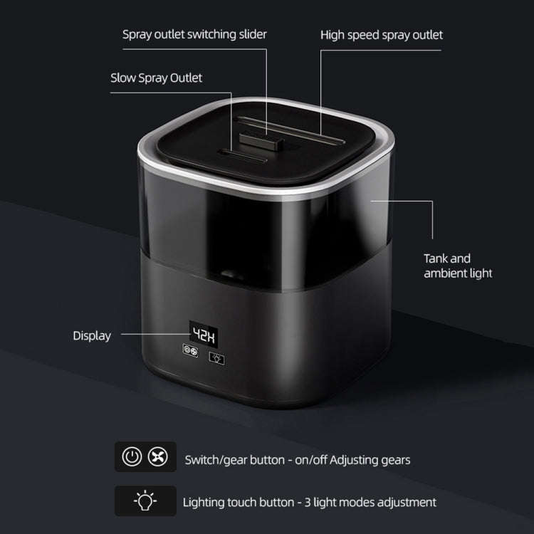 JSQ-58 1.1L large Capacity Digital Display Flame Atomization Humidifier, Color: Black Silver(EU P...