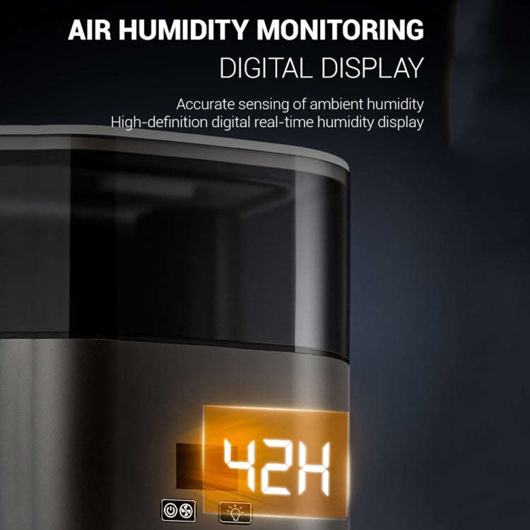 JSQ-58 1.1L large Capacity Digital Display Flame Atomization Humidifier, Color: Black Silver(EU P...