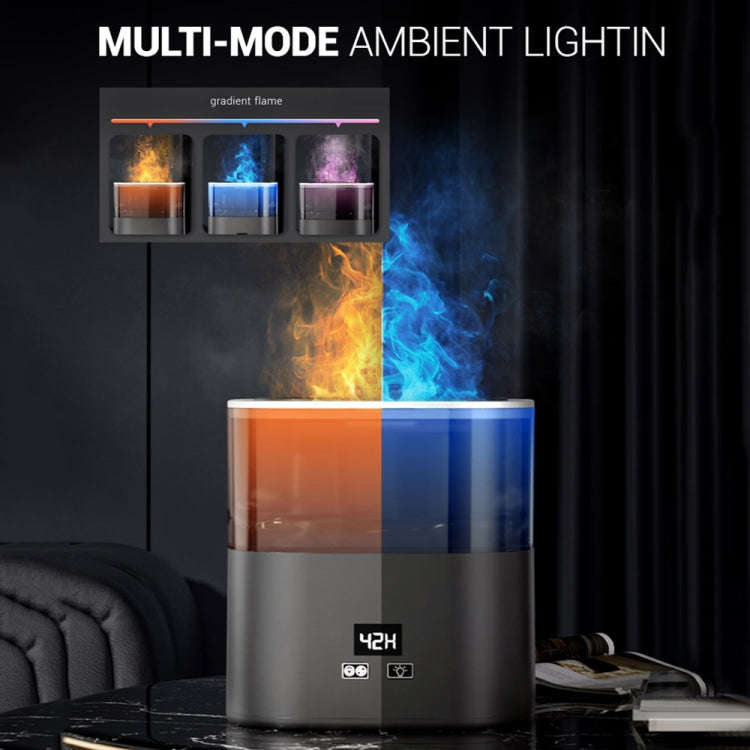 JSQ-58 1.1L large Capacity Digital Display Flame Atomization Humidifier, Color: Black Silver(EU P...