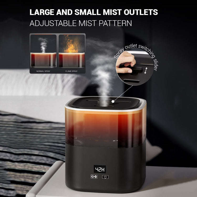 JSQ-58 1.1L large Capacity Digital Display Flame Atomization Humidifier, Color: Black Silver(EU P...