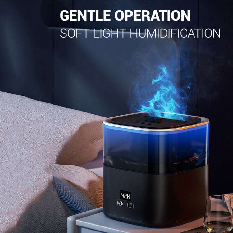 JSQ-58 1.1L large Capacity Digital Display Flame Atomization Humidifier, Color: Black Silver(EU P...