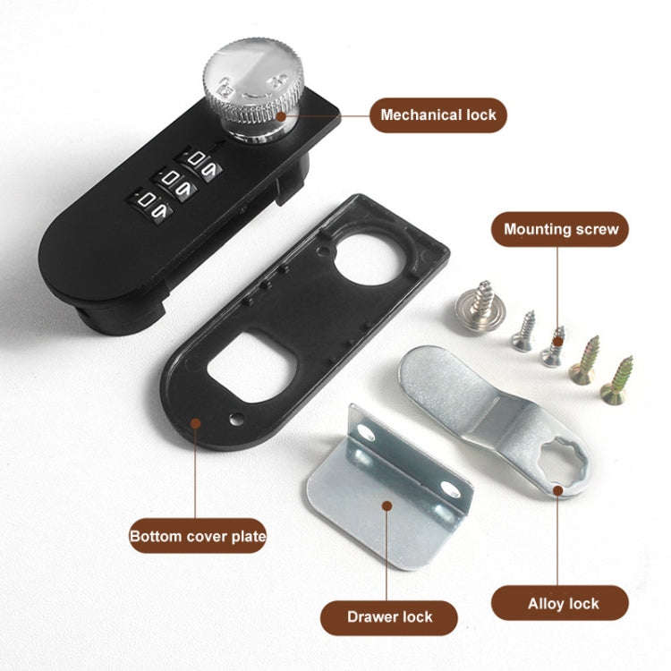 Home Drawer Locker Mechanical Dial And Quarter Turn Combination Lock, Style: Right Turn